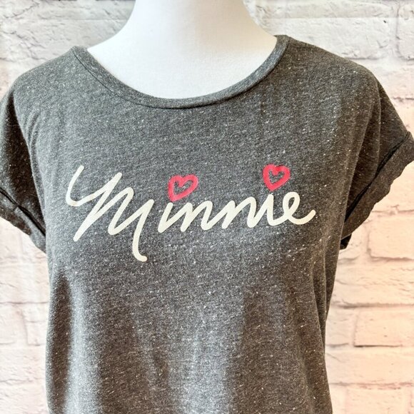 Minnie Mouse Disney Scoop Neck Gray T-Shirt | Women's Size Large - Picture 5 of 8